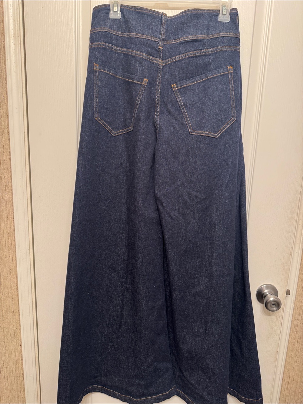Wide-Leg Dark Blue Denim Jeans for Women - Picture 2 of 2